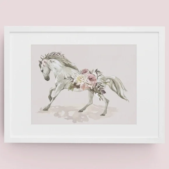Floral Horse Watercolor Illustration Wall Art Print Poster Unframed - Picture 7 of 16